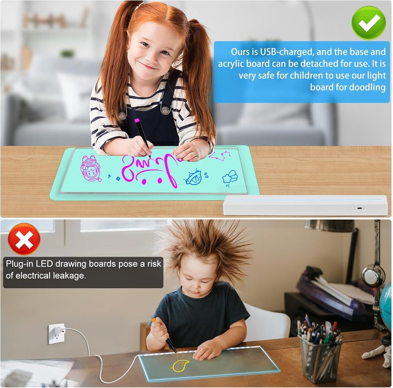 BYTLK LED Note Board with Colors,Rechargeable Acrylic Dry-Erase Board, 8-Color Luminous Acrylic whiteboard Calendar, Art Board, Suitable for classrooms/Offices/Home Decoration/Gifts (Vertical) - Image 3